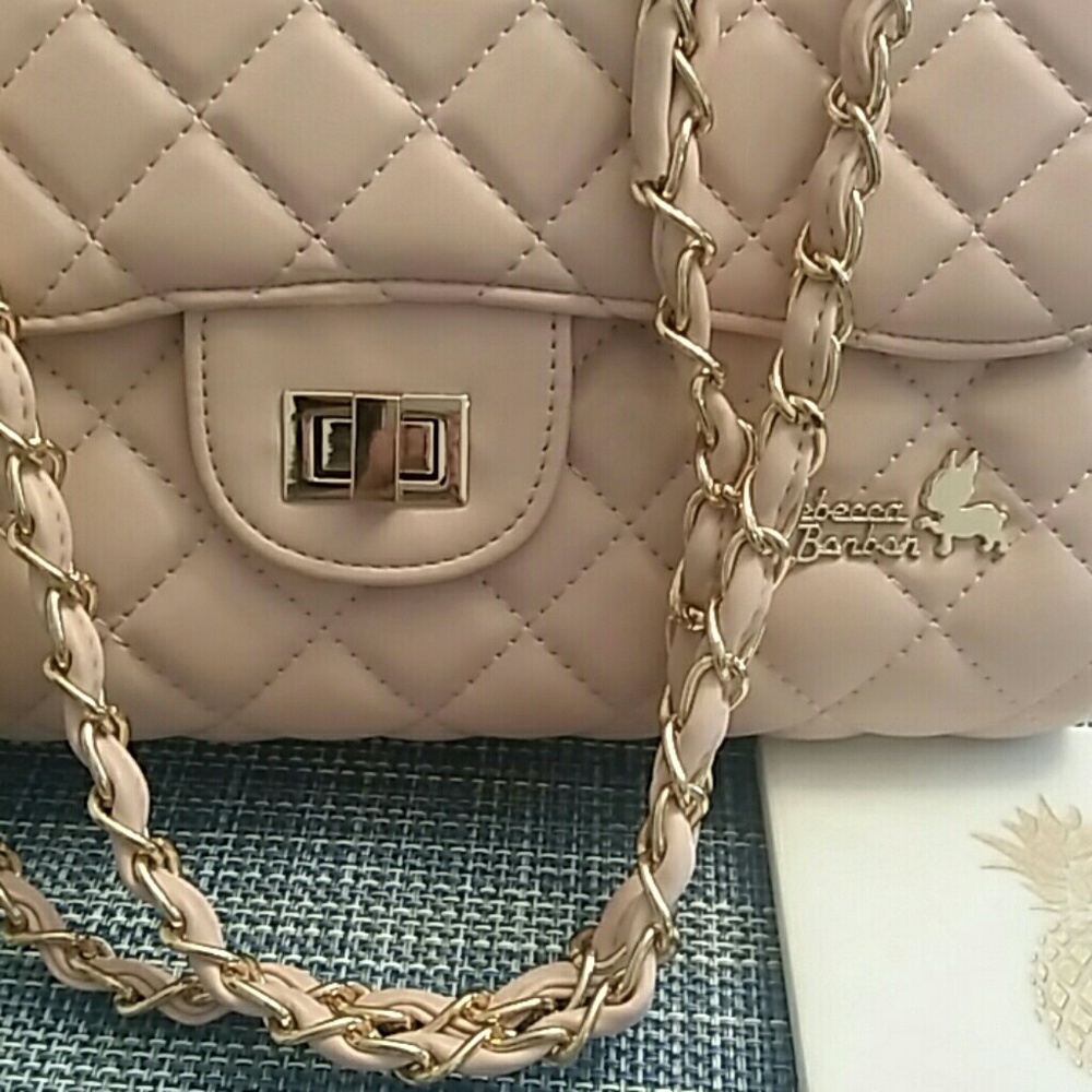 SALE!RB Vegan MilanoDiamondCheck Shoulder Bag-Pink - Picture 4 of 7